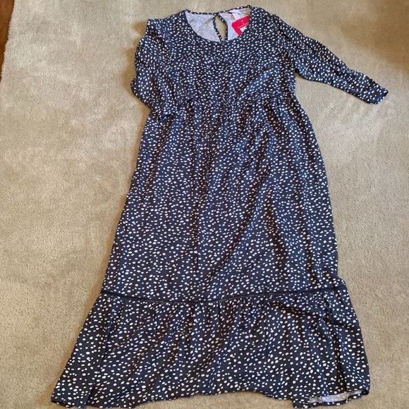 NWT Isabel Maternity by Ingrid & Isabel Blue Polka Dot Midi Tie Dress Size M - Picture 5 of 14